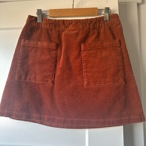 Corduroy A-Line Skirt in Rust